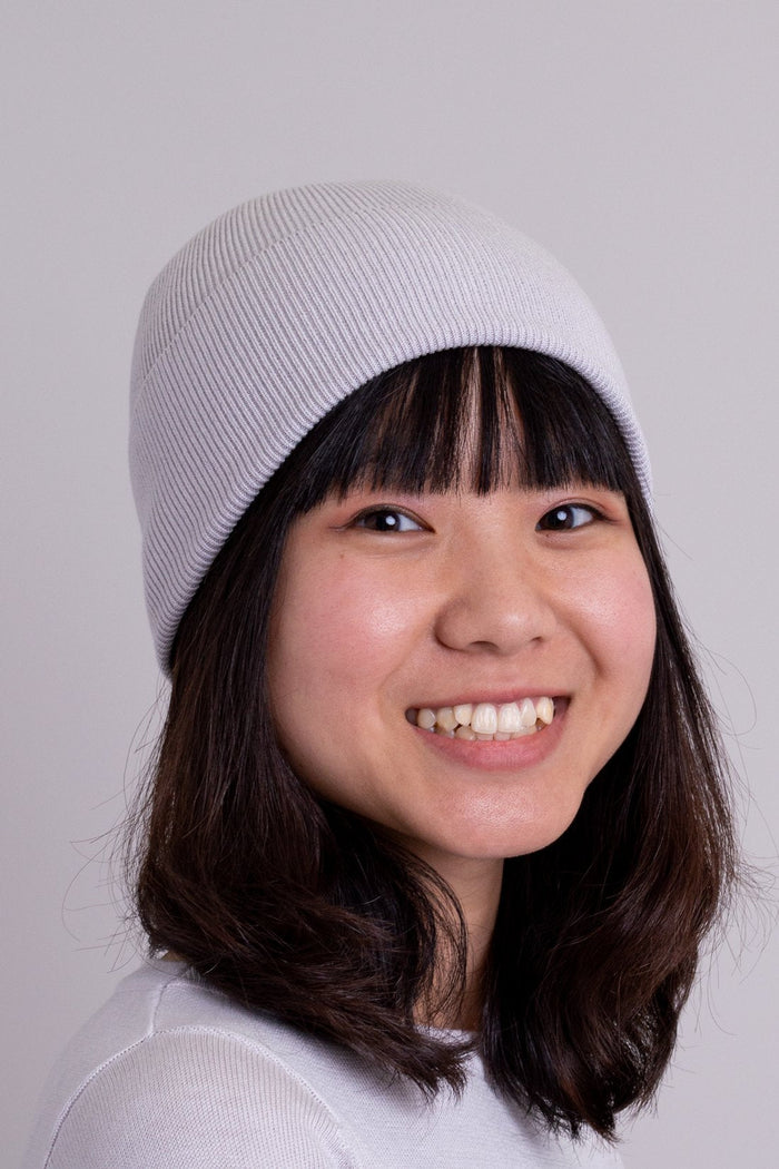 Women's ice grey toque bamboo cotton beanie hat.