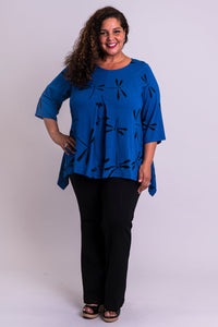 Daniella Top, Sapphire Dragonfly, Linen Bamboo - Blue Sky Clothing Co