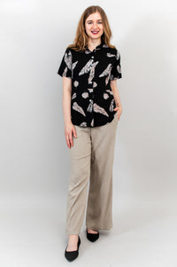 Debra Top, Leaf Shadow, Linen Bamboo - Final Sale