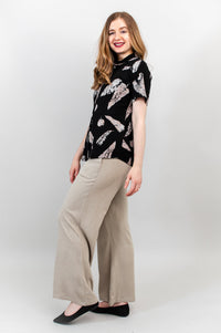 Debra Top, Leaf Shadow, Linen Bamboo - Final Sale