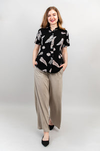 Debra Top, Leaf Shadow, Linen Bamboo - Final Sale