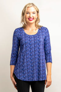 Jazz 3/4 Top, Midnight Leaves, Bamboo - Final Sale