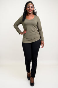 Tessa Long Sleeve, Khaki, Bamboo - Final Sale