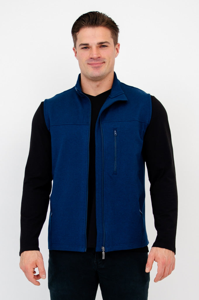 Nick Vest, Indigo, Bamboo Fleece – LTD USA WEBSITE BLUE SKY