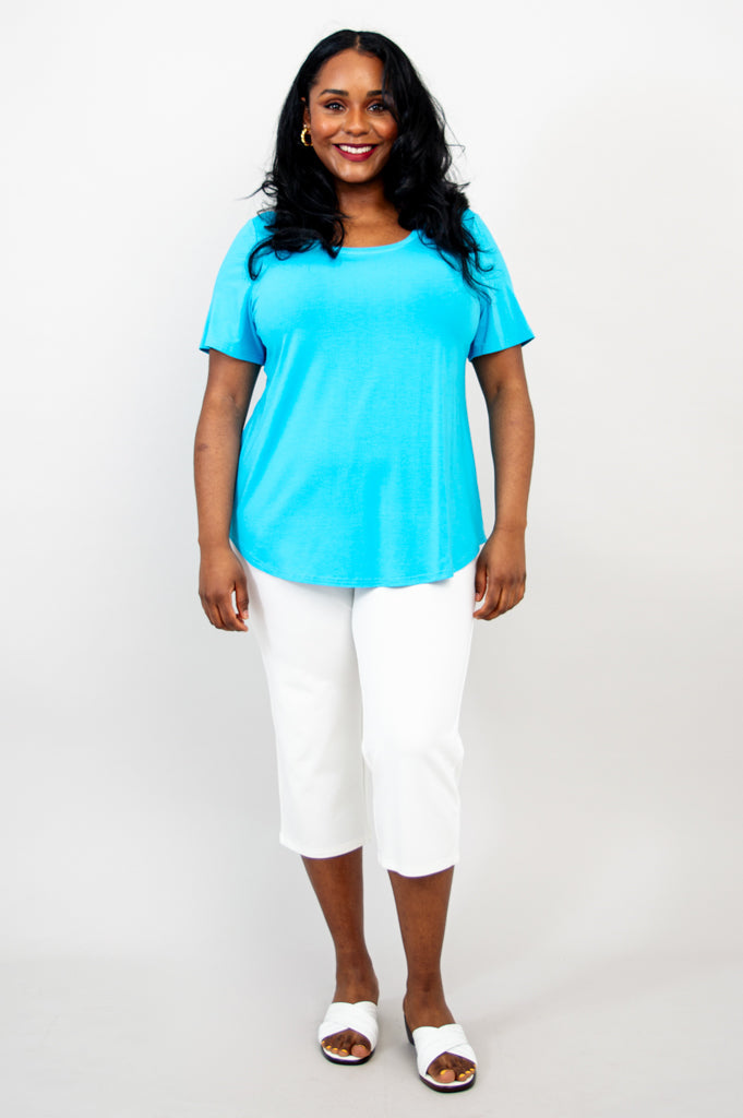 TESS SOFT KNIT TEE - PERRI BLUE