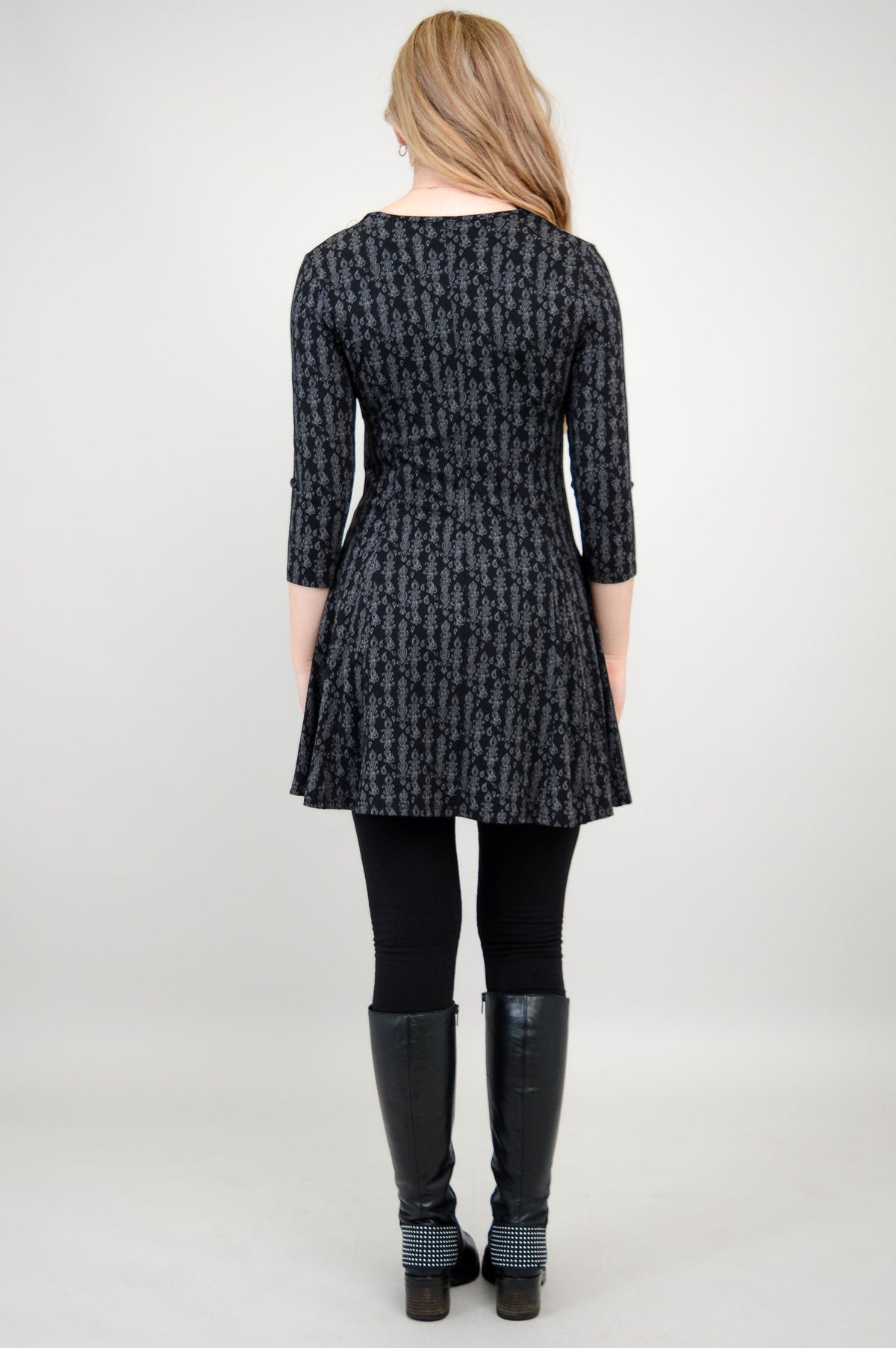 Wilma Tunic, Charcoal Paisley, Bamboo - Final Sale