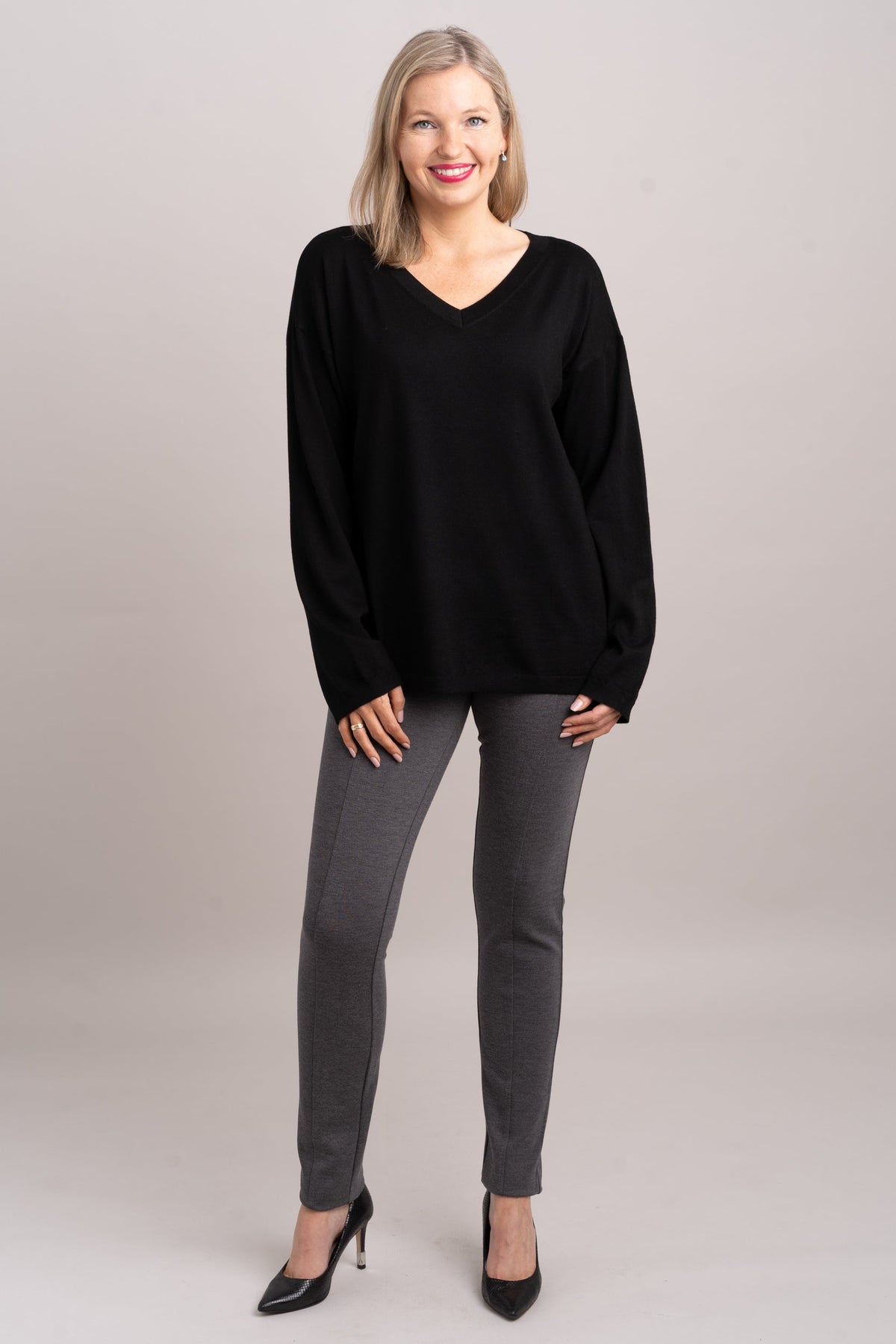 Wishes Sweater, Black, 100% Merino Wool