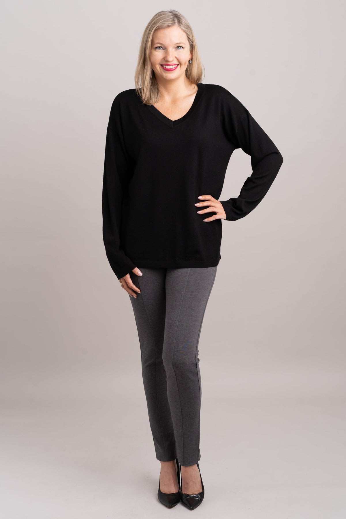 Wishes Sweater, Black, 100% Merino Wool