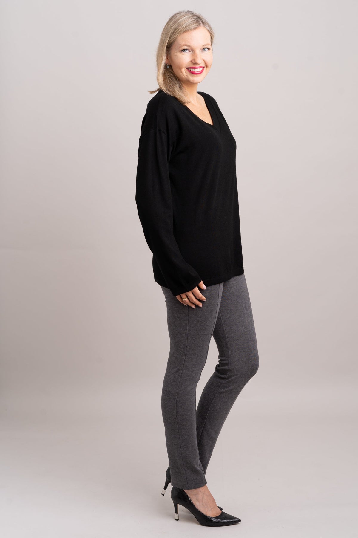 Wishes Sweater, Black, 100% Merino Wool