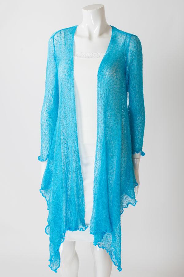 Women's long lightweight 3/4 sleeve sheer shrug.