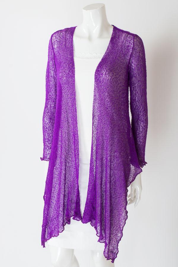 Women's long lightweight 3/4 sleeve sheer shrug.