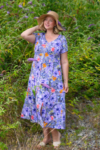 Morgan Dress, Violet Bloom, Linen Bamboo