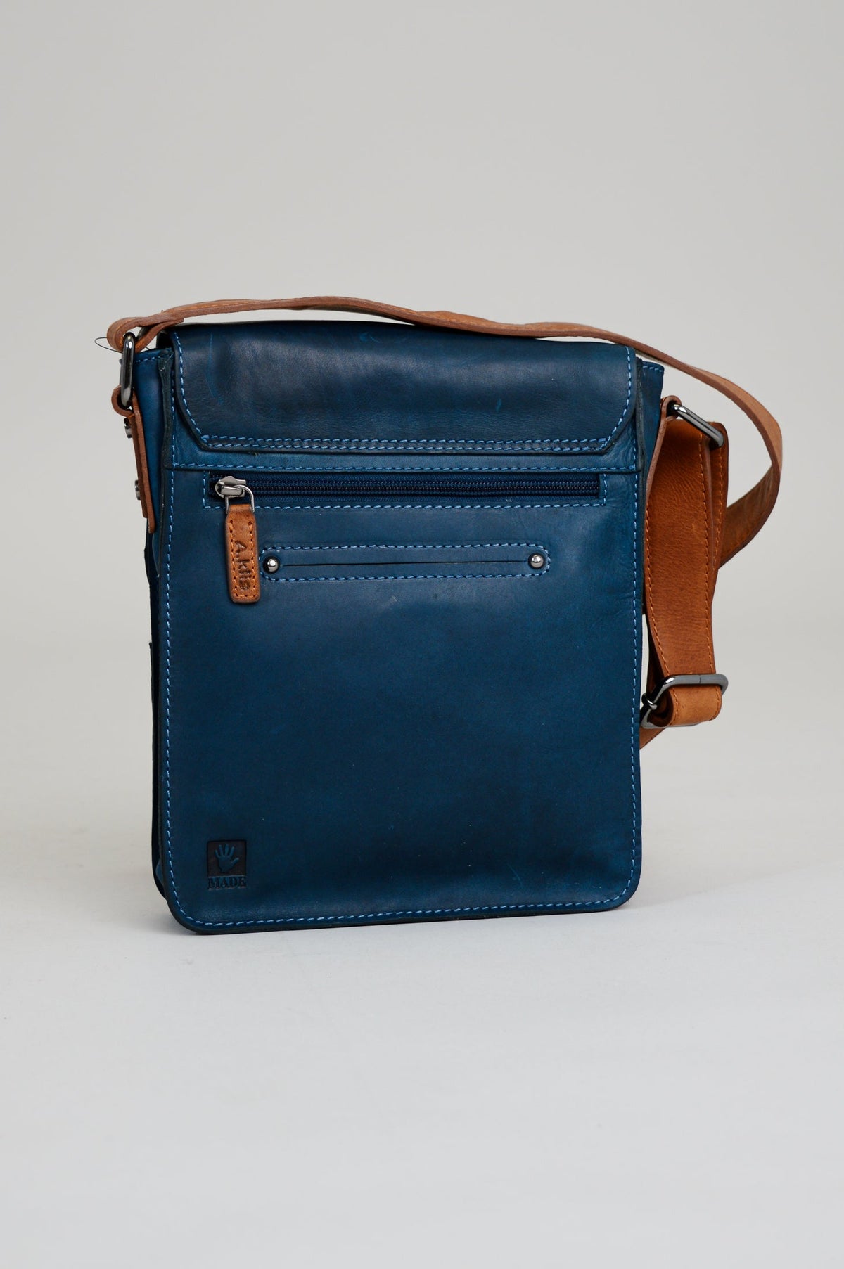 Adrian Klis 1728 Bag, Blue/Tan, Buffalo Leather