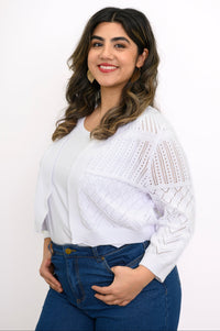 Aldi Sweater, White, Cotton