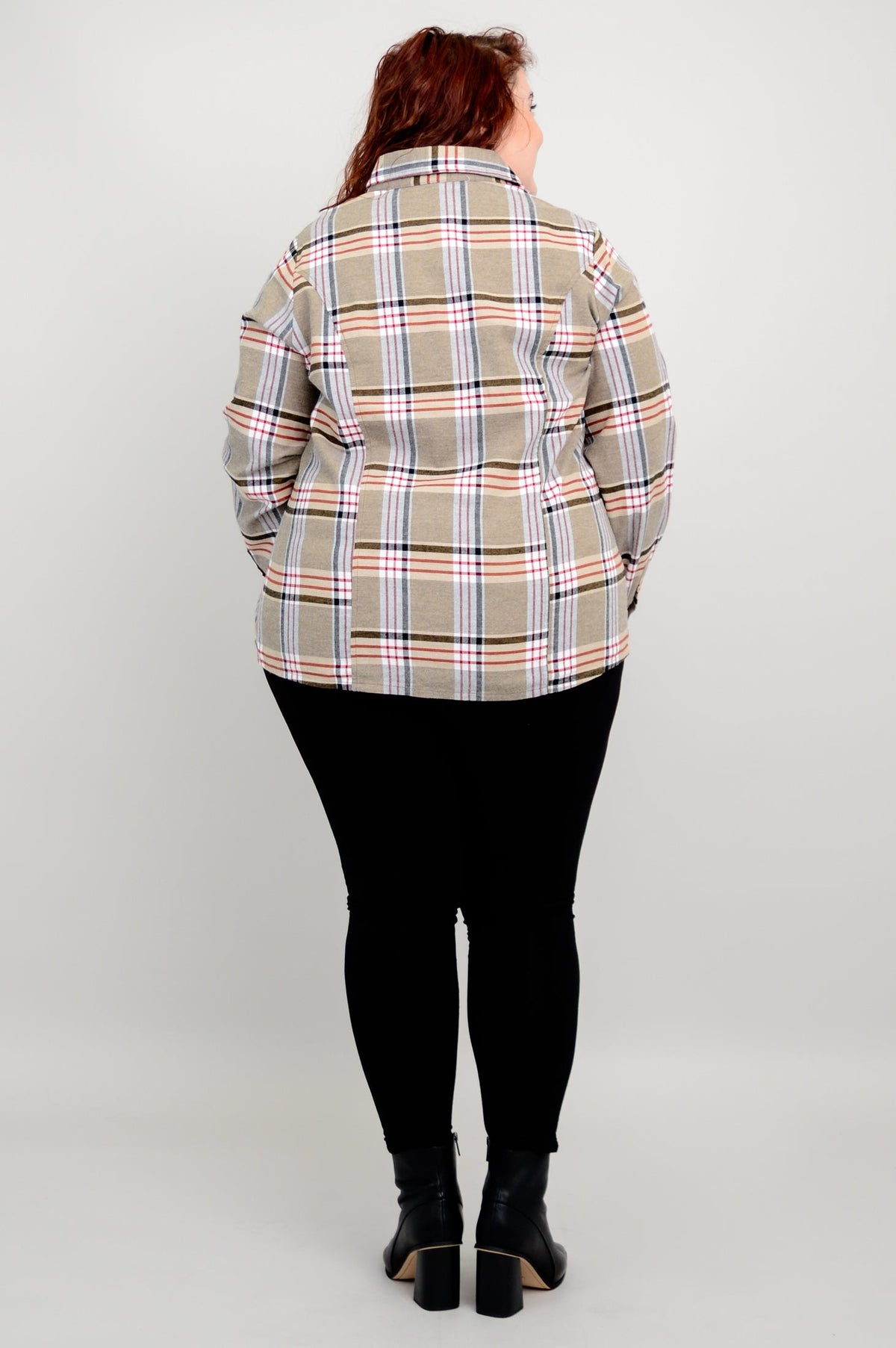 Alexis Top, Taupe Plaid, Cotton Flannel - Final Sale