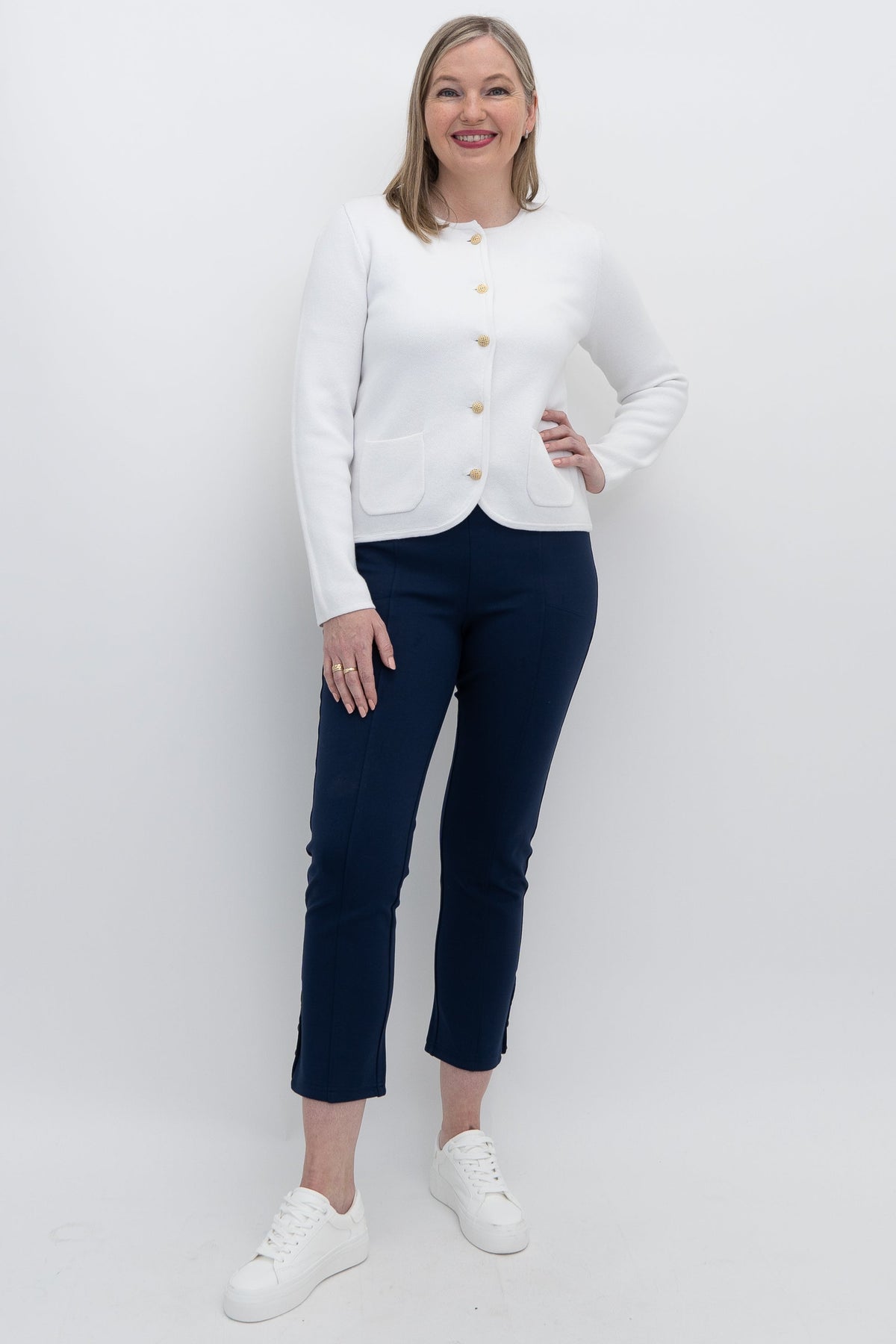 Amira Sweater, White, Cotton