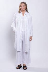 Anka Duster, White Stripe, Linen Bamboo