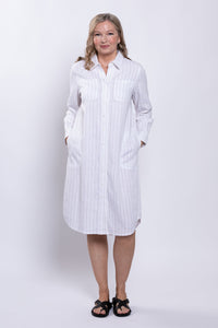 Anka Duster, White Stripe, Linen Bamboo