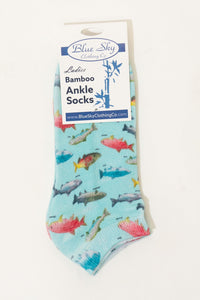Ladies Ankle Bamboo Socks, Assorted Prints