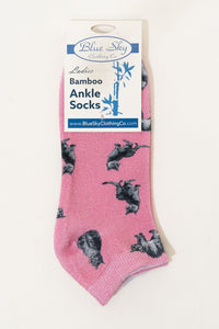 Ladies Ankle Bamboo Socks, Assorted Prints