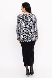Annette L/S Top, BW Leopard, Bamboo
