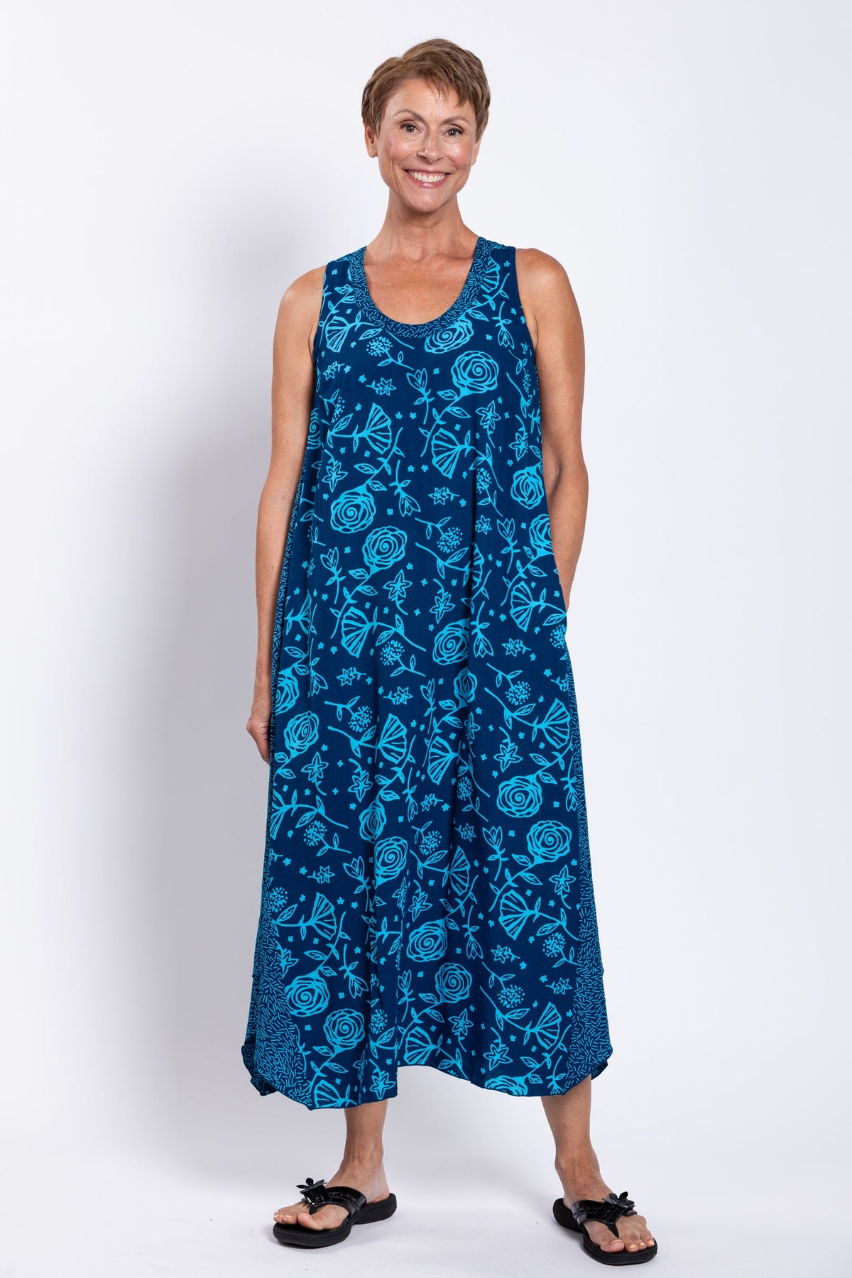 Ari Dress, Indigo Floral