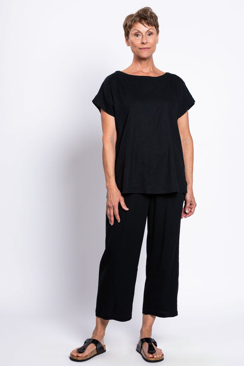 Aria Tee, Black, Linen Viscose