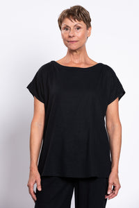 Aria Tee, Black, Linen Viscose