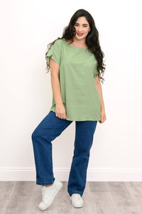Aria Tee, Sage, Linen Viscose
