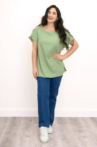 Aria Tee, Sage, Linen Viscose