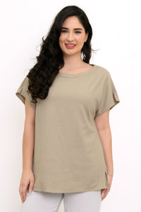 Aria Tee, Sand, Linen Viscose