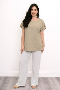 Aria Tee, Sand, Linen Viscose