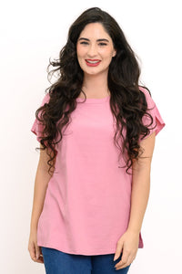 Aria Tee, Soft Pink, Linen Viscose