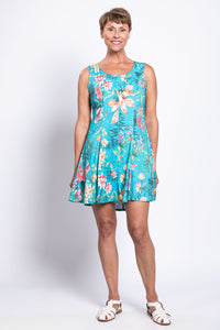 Ava Dress, Teal Fiji, Linen Bamboo