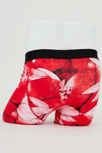 Back view of Middle Man Bamboo Boxer Brief in vibrant Crimson Lotus print