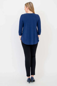 Back view of Jackie V-neck bamboo top showing hemline and fit