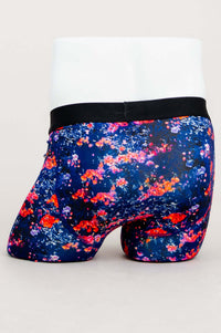 Back view of Blue Sky Guy men's boxer briefs with multicolored floral pattern
