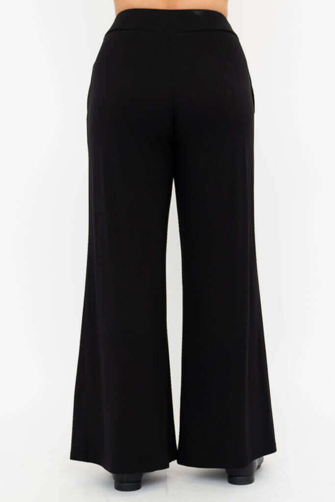 Back view of Jondo wide leg crop pants in black