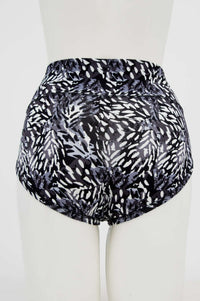 Back view of La Gaunche bamboo brief with full coverage and abstract print