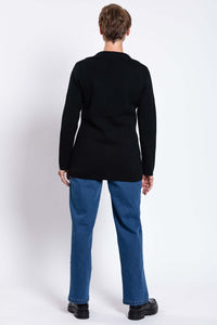 Rear view of the Margaret Jacket showing its length and straight hem