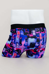 Back view of Middle Man Bamboo Boxer Briefs displaying colorful design and secure waistband