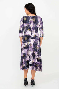 Back view of the Soul Dress in Amethyst Marble pattern