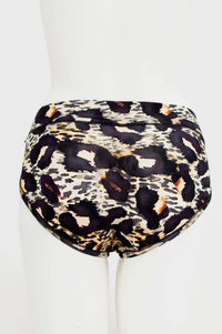Back view of women's hipster underwear in bold animal print pattern