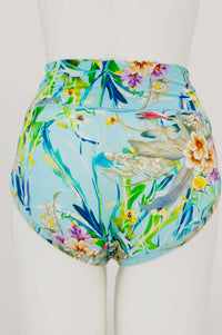 Back view of high-waist floral print brief highlighting seamless coverage