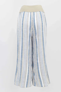 Back view of striped Landon cropped bamboo blend capris