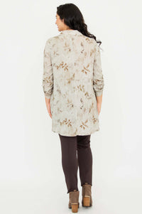 Back view of bamboo linen tunic showing details and relaxed fit