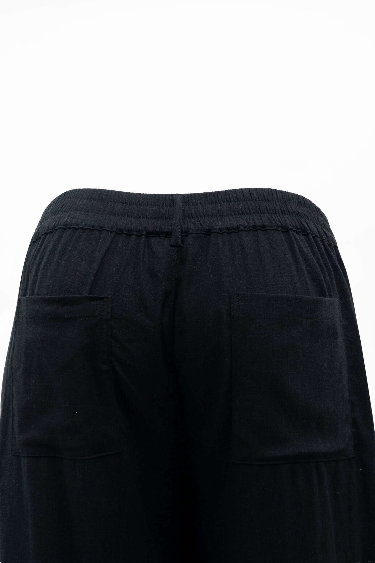 Back waist detail of Melodie Pant showing elasticized waistband and pockets
