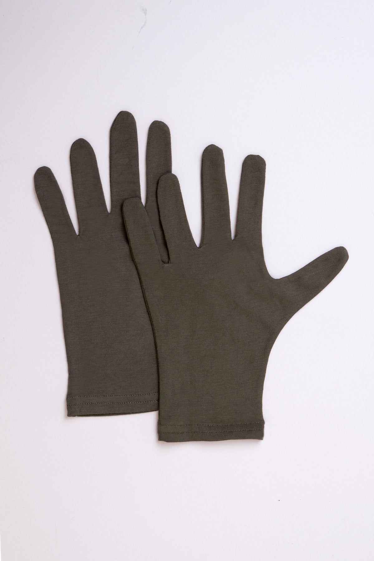 Khaki green natural bamboo fiber women's gloves.