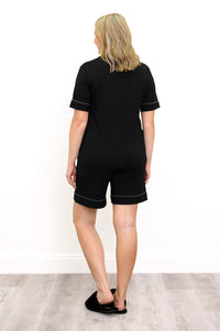 Short PJ Set, Black, Bamboo