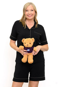 Short PJ Set, Black, Bamboo